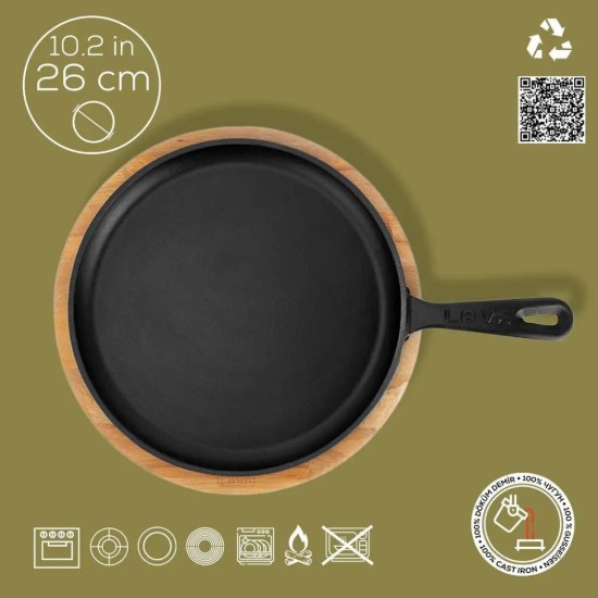 Pfannkuchenpfanne, 26 cm, mit Holzständer - LAVA