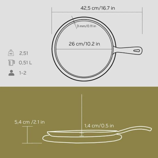 Pfannkuchenpfanne, 26 cm, mit Holzständer - LAVA