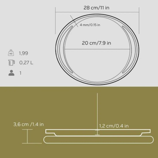 Patelnia do pizzy/naleśników z drewnianym stojakiem, 20 cm - LAVA