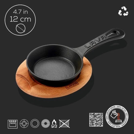 Bratpfanne, Gusseisen, 12 cm, mit Ständer - Marke LAVA