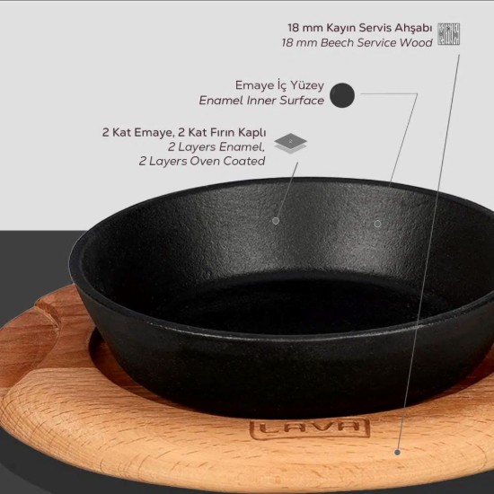 Bratpfanne, Gusseisen, 12 cm, mit Ständer - Marke LAVA