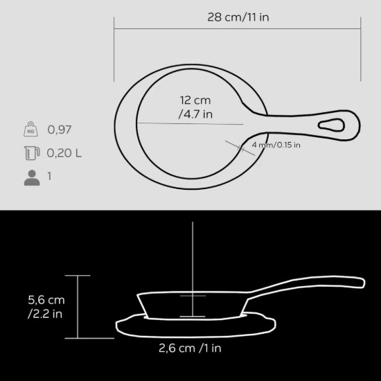 Bratpfanne, Gusseisen, 12 cm, mit Ständer - Marke LAVA