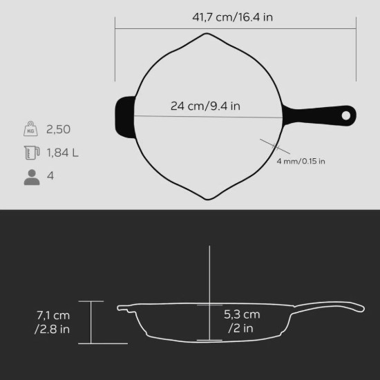 Frying pan, cast iron, 24 cm - LAVA