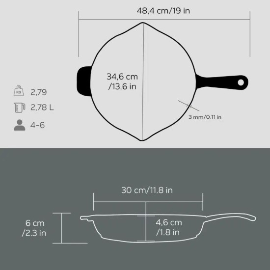Litinová pánev, 30 cm - značka LAVA