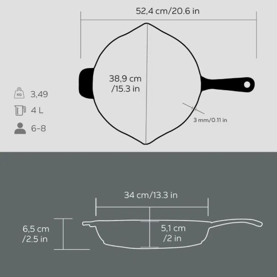 Frigideira, ferro fundido, 34 cm - LAVA