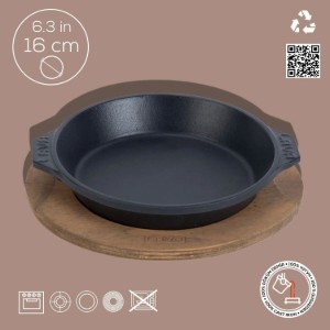 Liatinová miska, 16 cm, s dreveným stojanom - značka LAVA