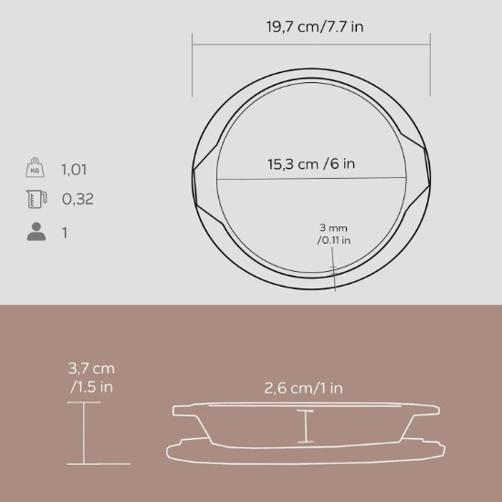 Gusseiserne Schale, 16 cm, mit Holzständer - Marke LAVA
