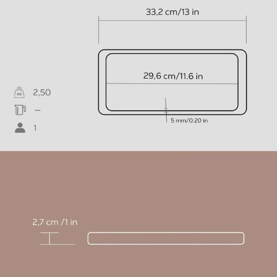 Platte aus Gusseisen, 16 x 30 cm, mit Holzständer - Marke LAVA