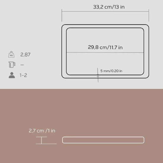 Platte aus Gusseisen mit Holzständer, 20 x 30 cm - Marke LAVA