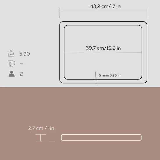 Чугунное блюдо с деревянной подставкой, 30 х 40 см - бренд LAVA