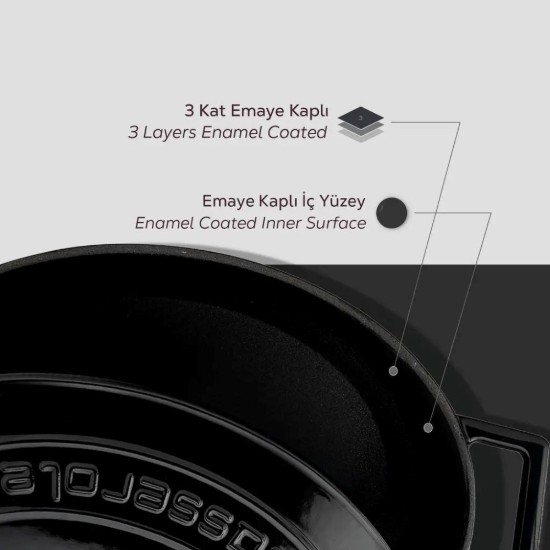 Oval saucepan, cast iron, 27 cm, "Folk" range, black - LAVA brand