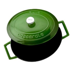 Сотейник овальный, чугун, 25 см, "Народный", зеленый - бренд LAVA