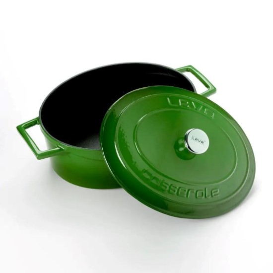 Ovaler Topf, Gusseisen, 25 cm, "Folk", grün - Marke LAVA