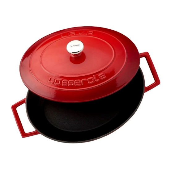 Ovaler Topf, Gusseisen, 27 cm, Serie "Folk", rot - Marke LAVA