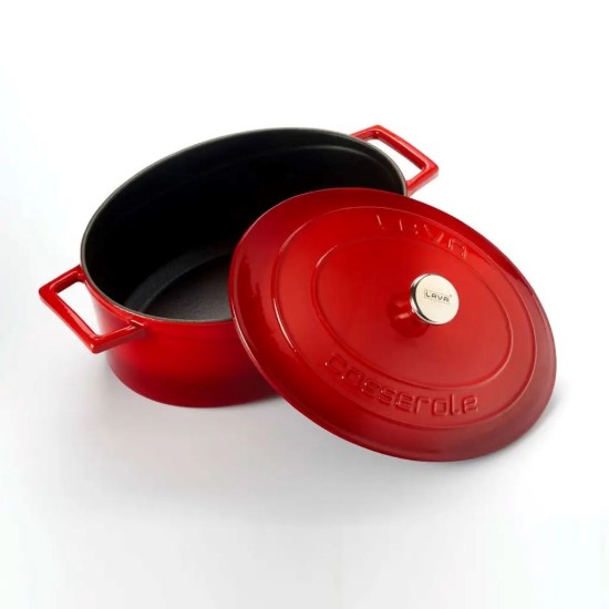 Ovaler Topf, Gusseisen, 27 cm, Serie "Folk", rot - Marke LAVA