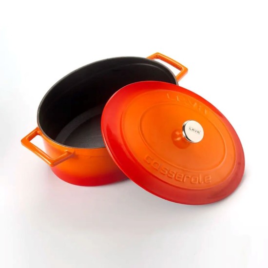 Ovaler gusseiserner Topf, 27cm/3,9L, "Folk", Orange - LAVA