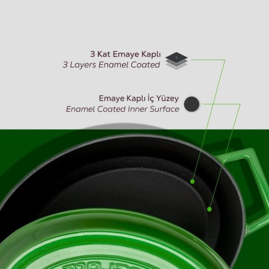 Ovalna ponev, "lito železo, 27 cm, "Trendy", zelena - LAVA