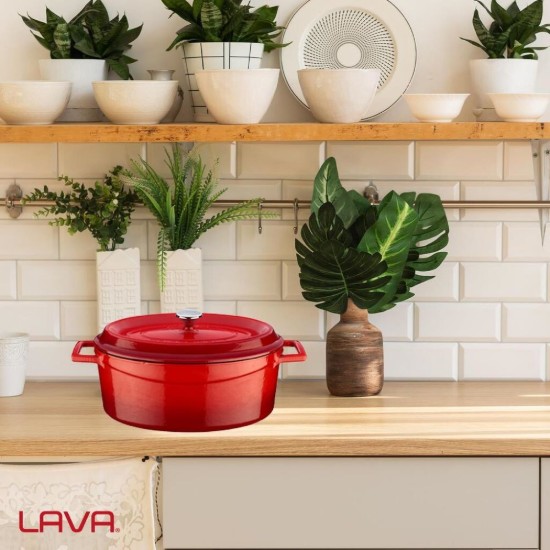 Ovaler Kochtopf, Gusseisen, "Trendy", 27 cm, rot - LAVA