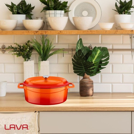 Oval saucepan, cast iron, 27cm/3.91L "Trendy", orange - LAVA