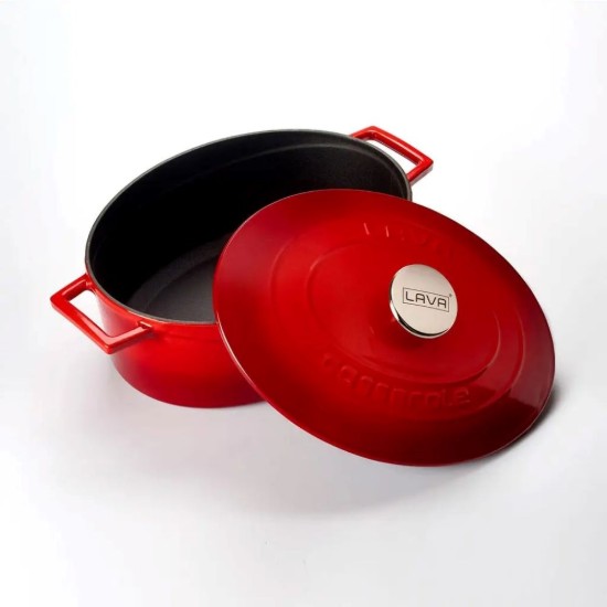 Kazzola ovali, ħadid fondut, 29 ċm / 4.67 L, firxa "Folk", ħamra - LAVA