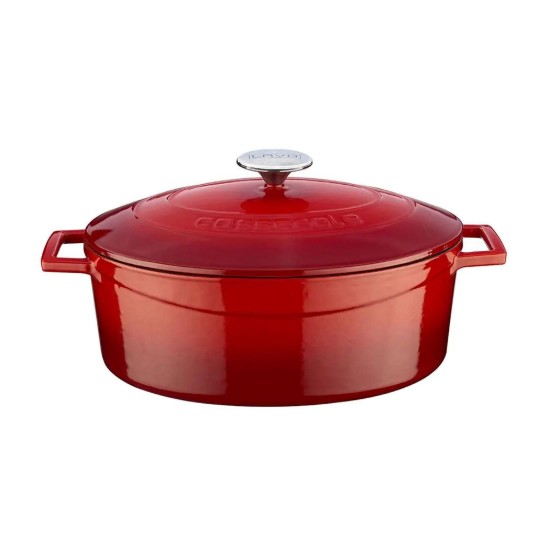 Kazzola ovali, ħadid fondut, 29 ċm / 4.67 L, firxa "Folk", ħamra - LAVA