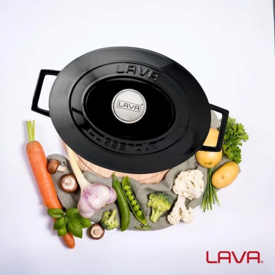 Ovális lábas, öntöttvas, 29 cm / 4,67L, "Folk" tűzhely, fekete - LAVA