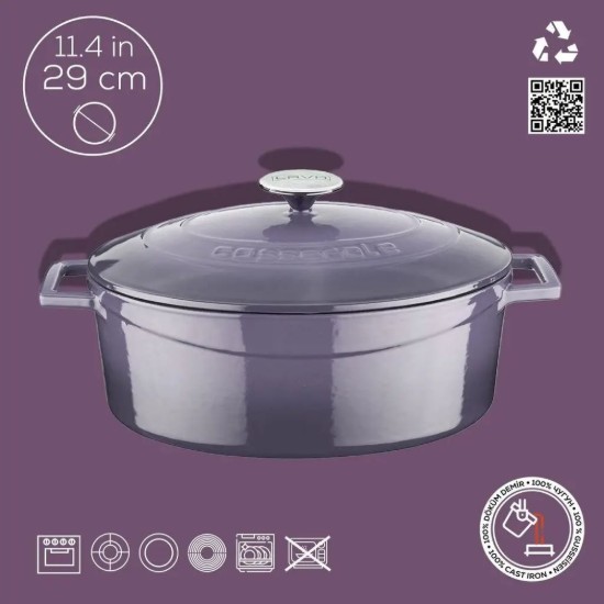 Ovaler Topf, Gusseisen, 29 cm/4,67 l, „Folk“, Lila - LAVA