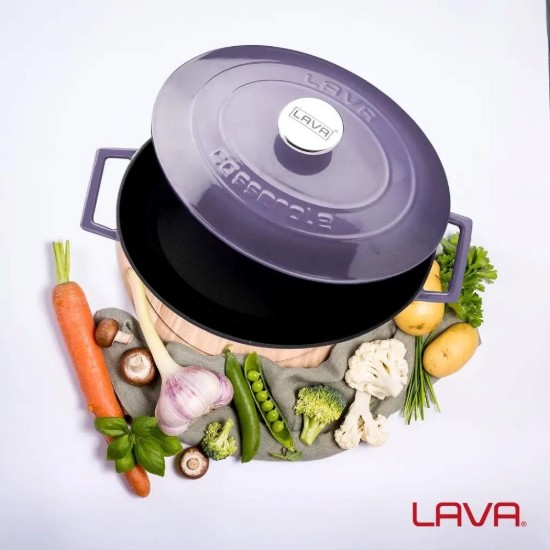 Ovaler Topf, Gusseisen, 29 cm/4,67 l, „Folk“, Lila - LAVA