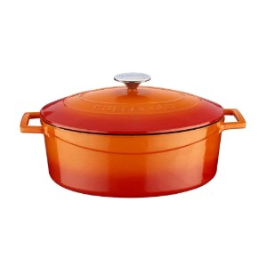 Oválný kastrol, litina, 29 cm, řada "Folk", oranžová barva - značka LAVA