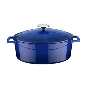 Oval saucepan, cast iron, 29cm/4,7L, "Folk", Blue - LAVA