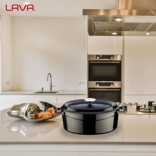 Sáis ubhchruthach, iarann ​​teilgthe, 31cm/5.47L, "Trendy", Dubh - LAVA