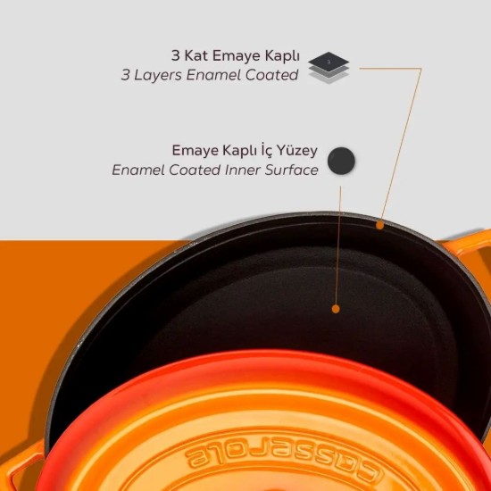 Oválný hrnec, litinový, 31 cm/5,47 l, "Trendy", oranžový - LAVA