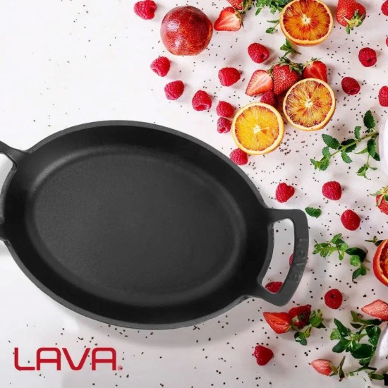 Gusseisenpfanne, oval, 19 x 14 cm, rot - Marke LAVA
