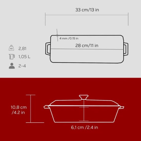 Prato de terrina, 8,5 x 26,5 x 6 cm, vermelho - marca Lava