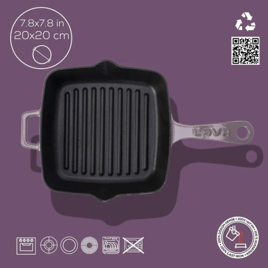 Poêle à griller en fonte, 19,5 x 19,5 cm, violette – LAVA