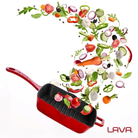 Grelha de ferro fundido, 19,5 x 19,5 cm, vermelha - LAVA