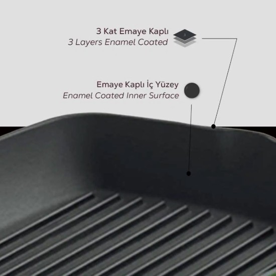 Γκριλιέρα, μαντεμένια, 26x26 cm, Μαύρο - LAVA