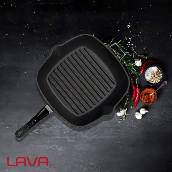 Γκριλιέρα, μαντεμένια, 26x26 cm, Μαύρο - LAVA