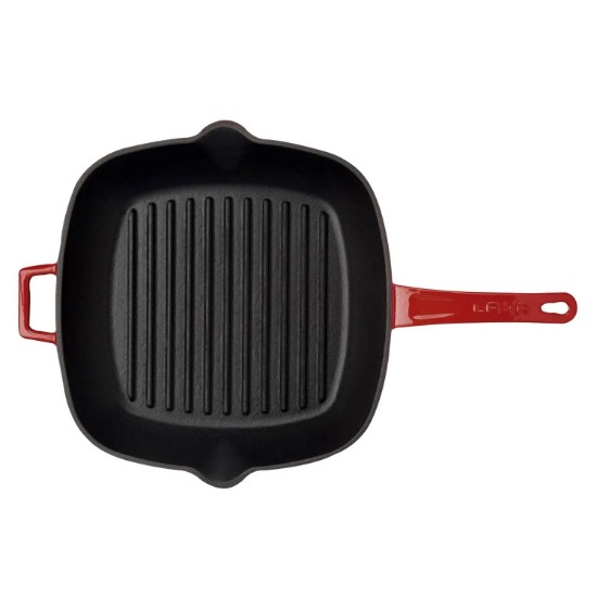 Poêle à griller avec couvercle, fonte, 28 x 28 cm, gamme "Glaze", rouge - Marque LAVA