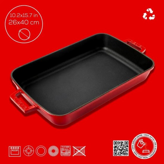 Cast iron tray, 39 x 25 cm, Red - LAVA