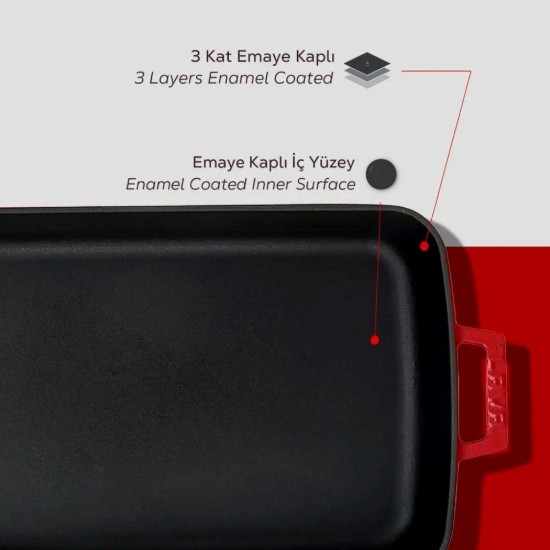 Cast iron tray, 39 x 25 cm, Red - LAVA