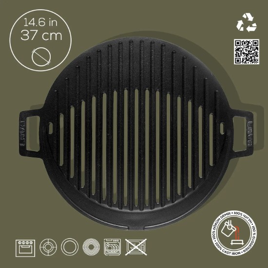 Grill, Gusseisen, 37 cm - LAVA