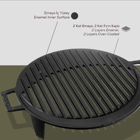 Grill, Gusseisen, 37 cm - LAVA