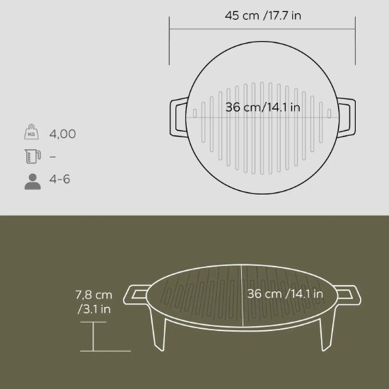 Grill, Gusseisen, 37 cm - LAVA