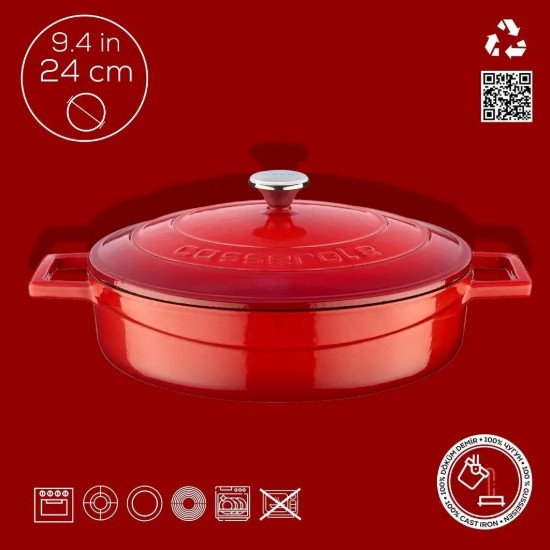 Topf, Gusseisen, 24 cm, Serie "Folk", rot - Marke LAVA