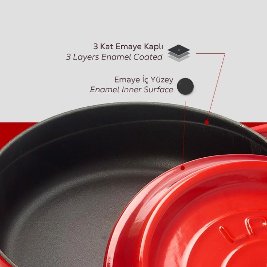 Casseruola, ghisa, 24cm/2,47L "Trendy", Rosso - LAVA