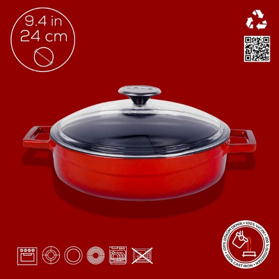 Kochtopf, Serie "Glaze", Gusseisen, 24 cm, rot - Marke LAVA