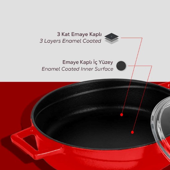 Kochtopf, Serie "Glaze", Gusseisen, 24 cm, rot - Marke LAVA