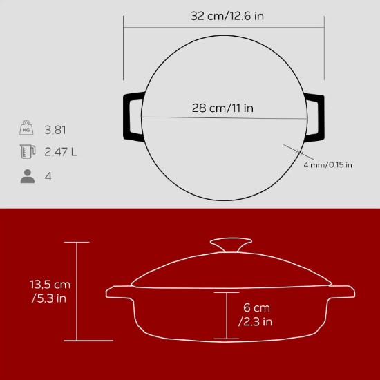 Kochtopf, Serie "Glaze", Gusseisen, 24 cm, rot - Marke LAVA