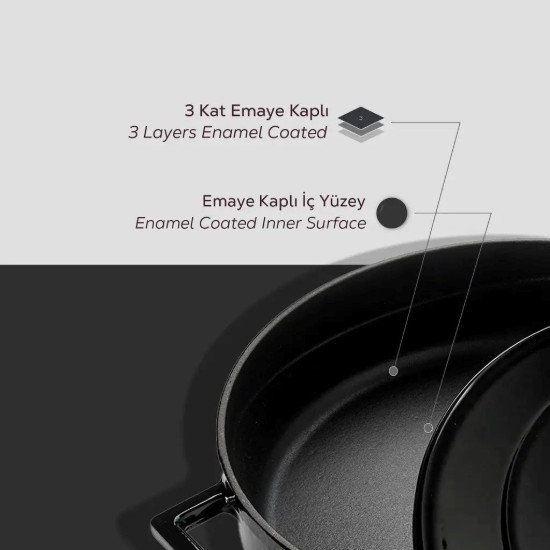 Topf, Gusseisen, 28 cm, Serie "Folk", schwarz - Marke LAVA